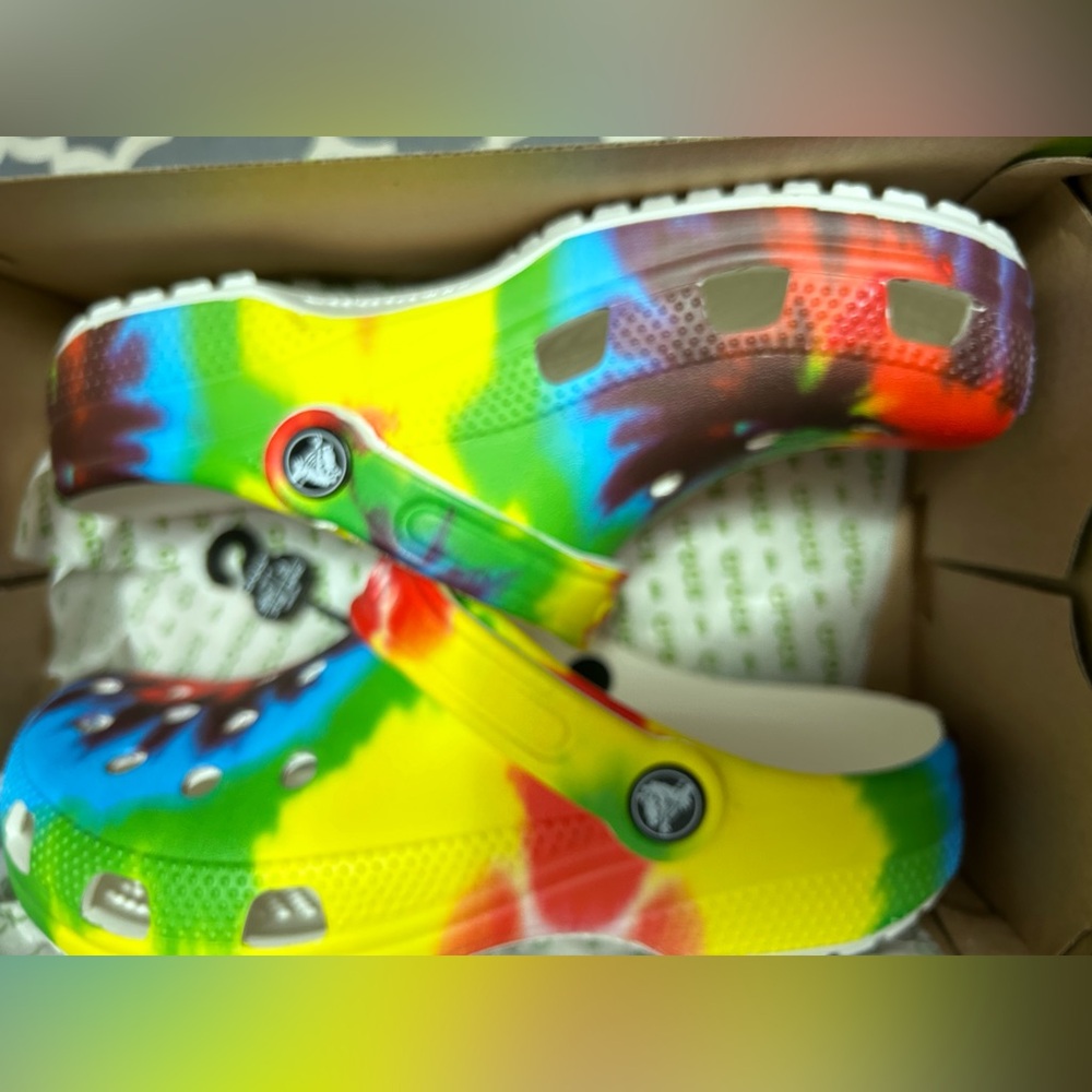 Brand new unisex crocs tye dye
